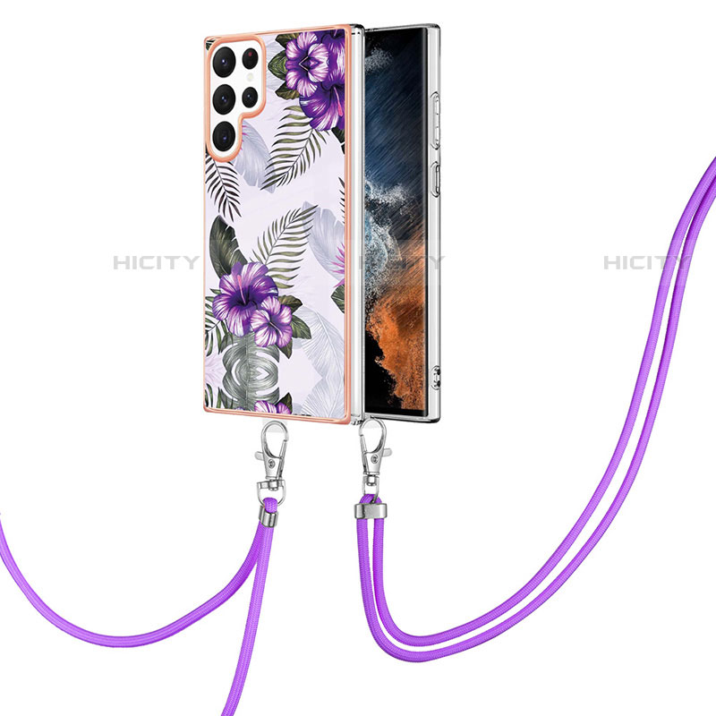 Custodia Silicone Gel Morbida Fantasia Modello Cover Y20B per Samsung Galaxy S23 Ultra 5G Viola