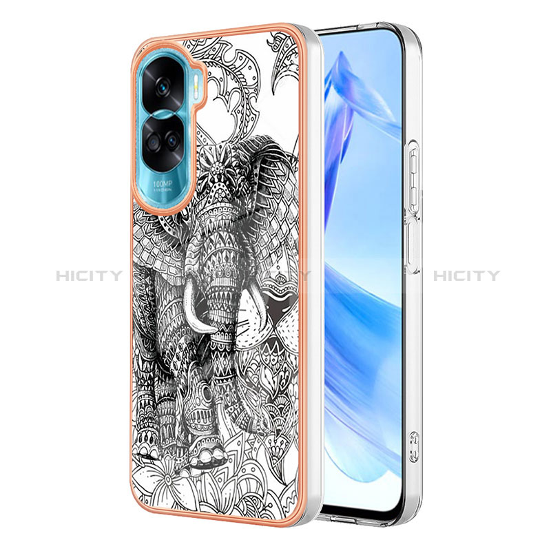 Custodia Silicone Gel Morbida Fantasia Modello Cover YB2 per Huawei Honor 90 Lite 5G Grigio