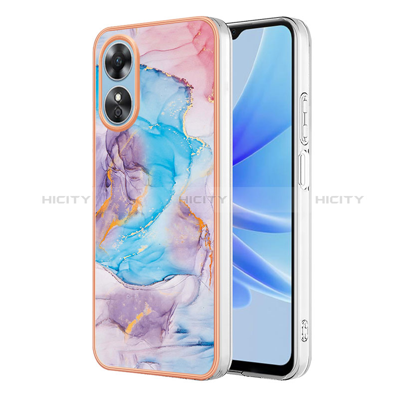 Custodia Silicone Gel Morbida Fantasia Modello Cover YB3 per Oppo A17 Blu