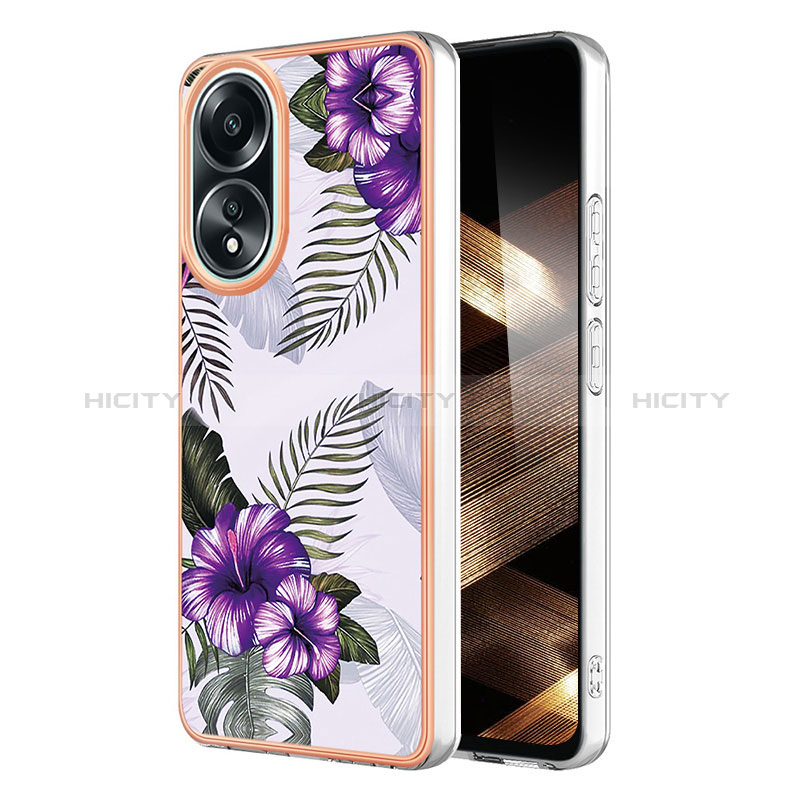 Custodia Silicone Gel Morbida Fantasia Modello Cover YB3 per Oppo A38 Viola