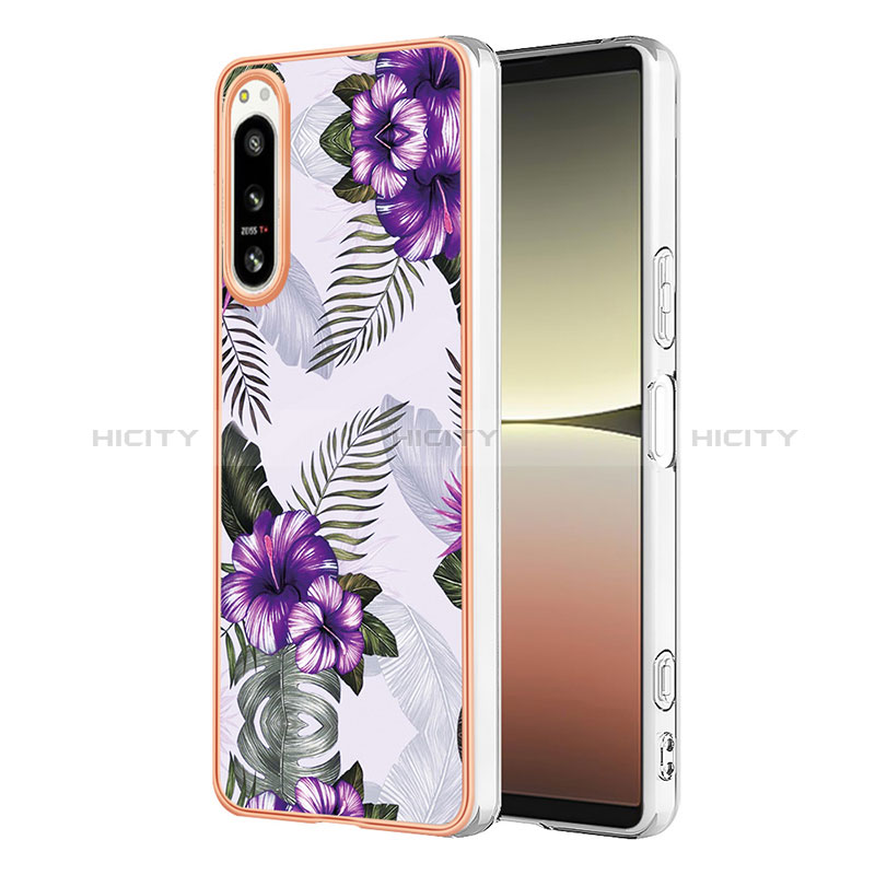 Custodia Silicone Gel Morbida Fantasia Modello Cover YB4 per Sony Xperia 5 IV Viola