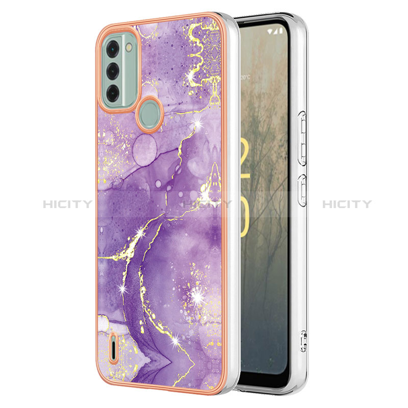 Custodia Silicone Gel Morbida Fantasia Modello Cover YB5 per Nokia C31 Viola