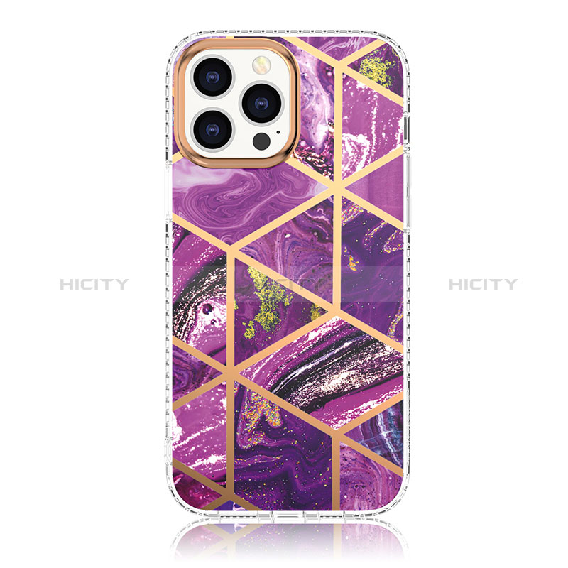 Custodia Silicone Gel Morbida Fantasia Modello Cover YJ1 per Apple iPhone 13 Pro Viola