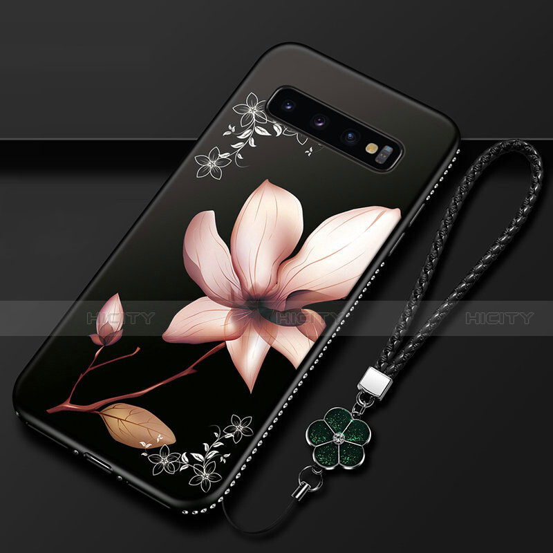 Custodia Silicone Gel Morbida Fiori Cover K01 per Samsung Galaxy S10 Marrone