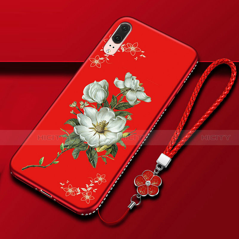 Custodia Silicone Gel Morbida Fiori Cover K03 per Huawei P20