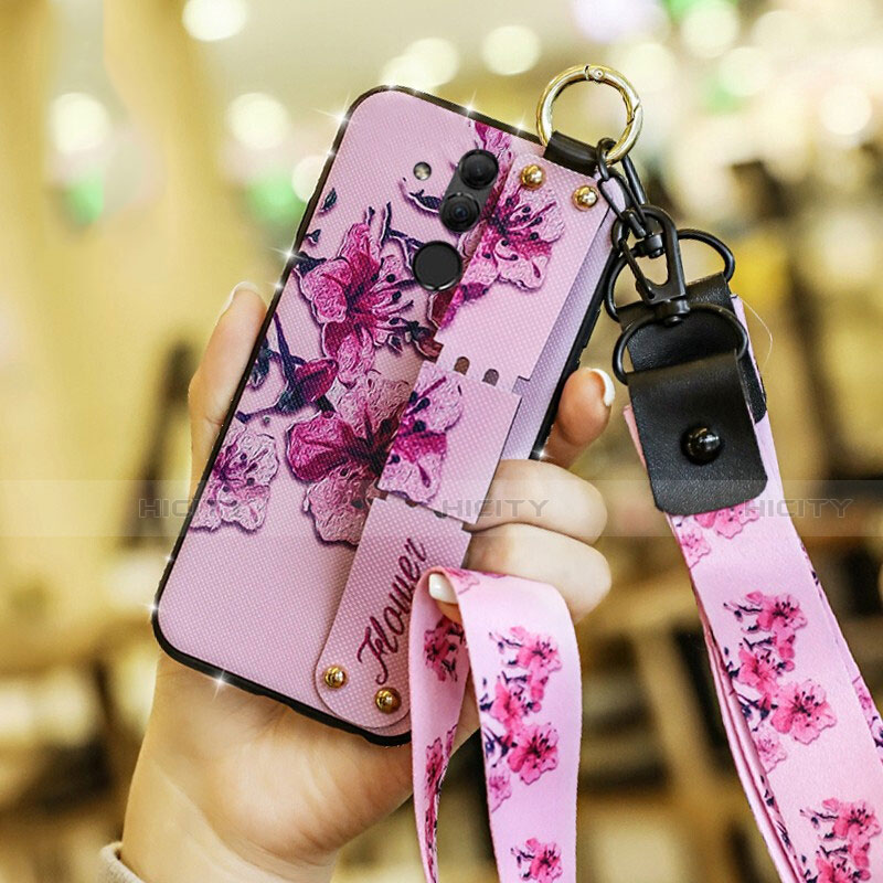 Custodia Silicone Gel Morbida Fiori Cover per Huawei Mate 20 Lite Rosa