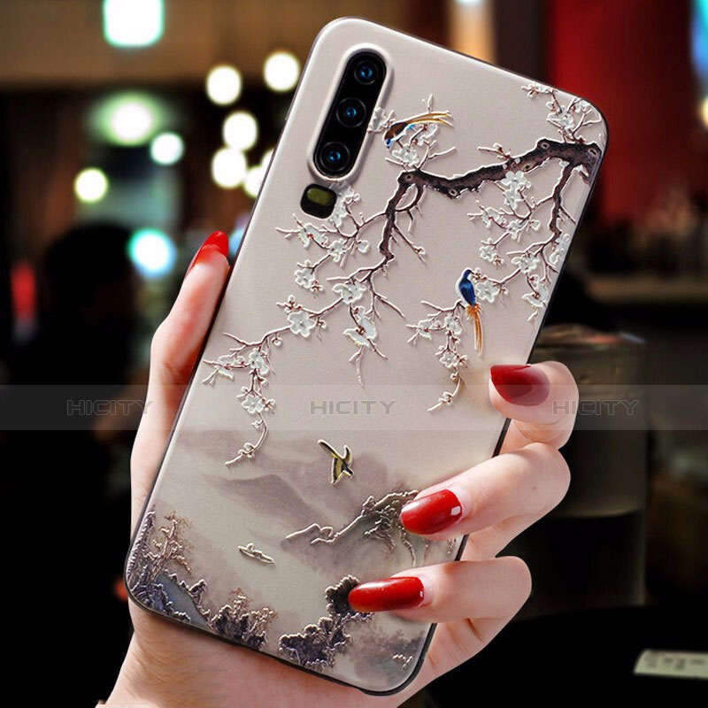 Custodia Silicone Gel Morbida Fiori Cover per Huawei P30