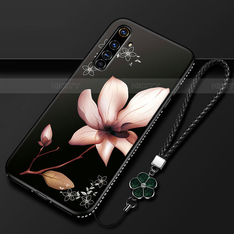 Custodia Silicone Gel Morbida Fiori Cover per Realme X50 Pro 5G Arancione