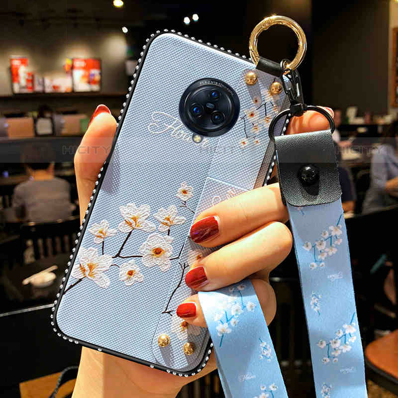 Custodia Silicone Gel Morbida Fiori Cover per Vivo Nex 3S Cielo Blu