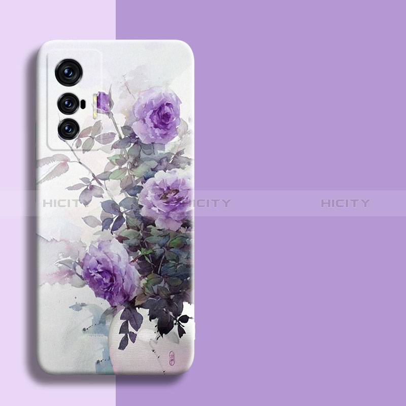 Custodia Silicone Gel Morbida Fiori Cover per Vivo X70t