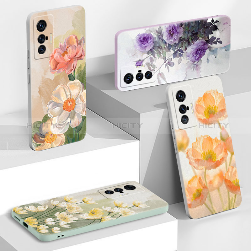 Custodia Silicone Gel Morbida Fiori Cover per Vivo X70t