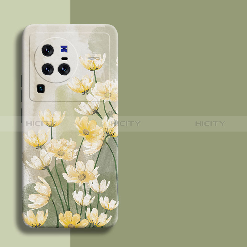 Custodia Silicone Gel Morbida Fiori Cover per Vivo X80 Pro 5G