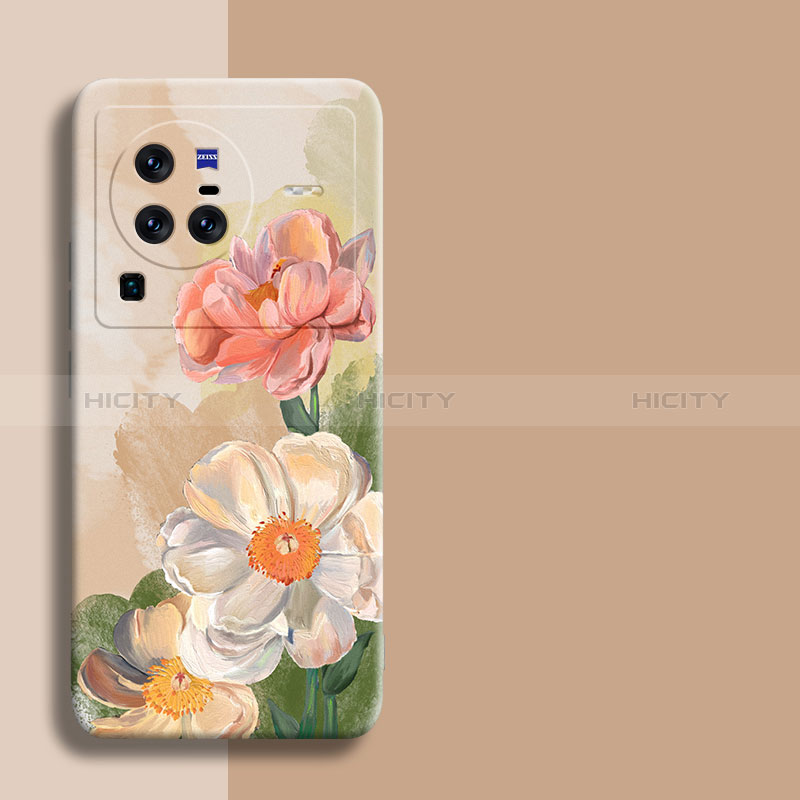 Custodia Silicone Gel Morbida Fiori Cover per Vivo X80 Pro 5G Colorato