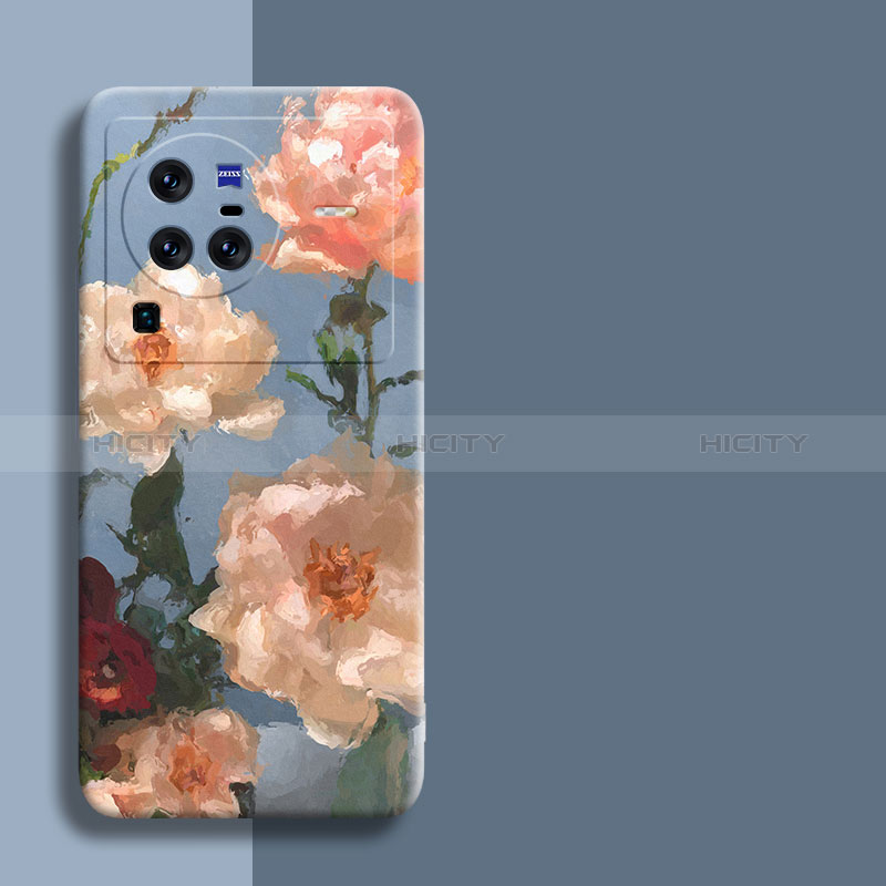 Custodia Silicone Gel Morbida Fiori Cover per Vivo X80 Pro 5G Multicolore