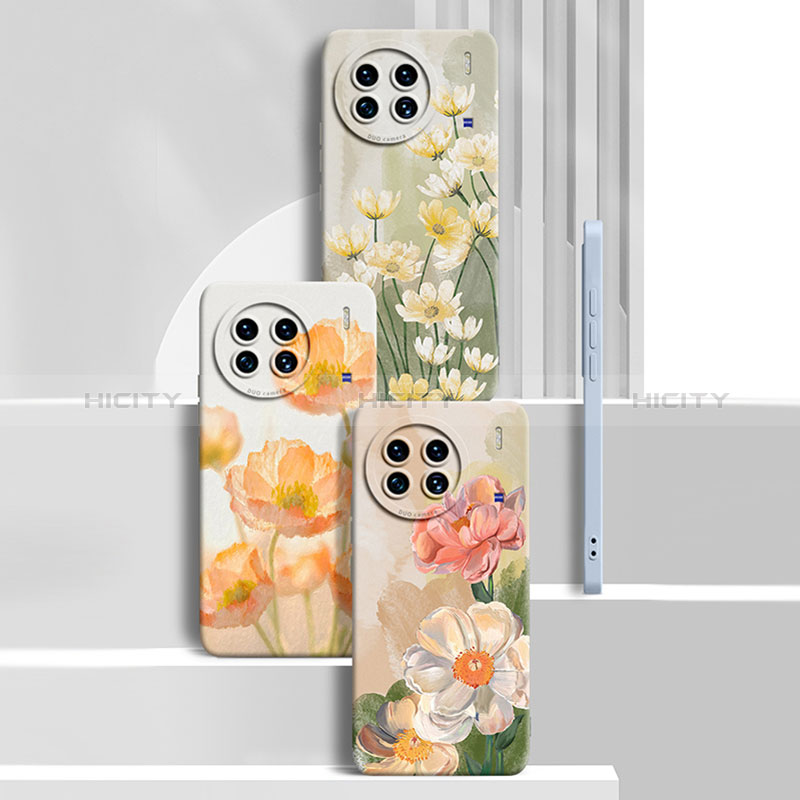 Custodia Silicone Gel Morbida Fiori Cover per Vivo X90 Pro+ Plus 5G