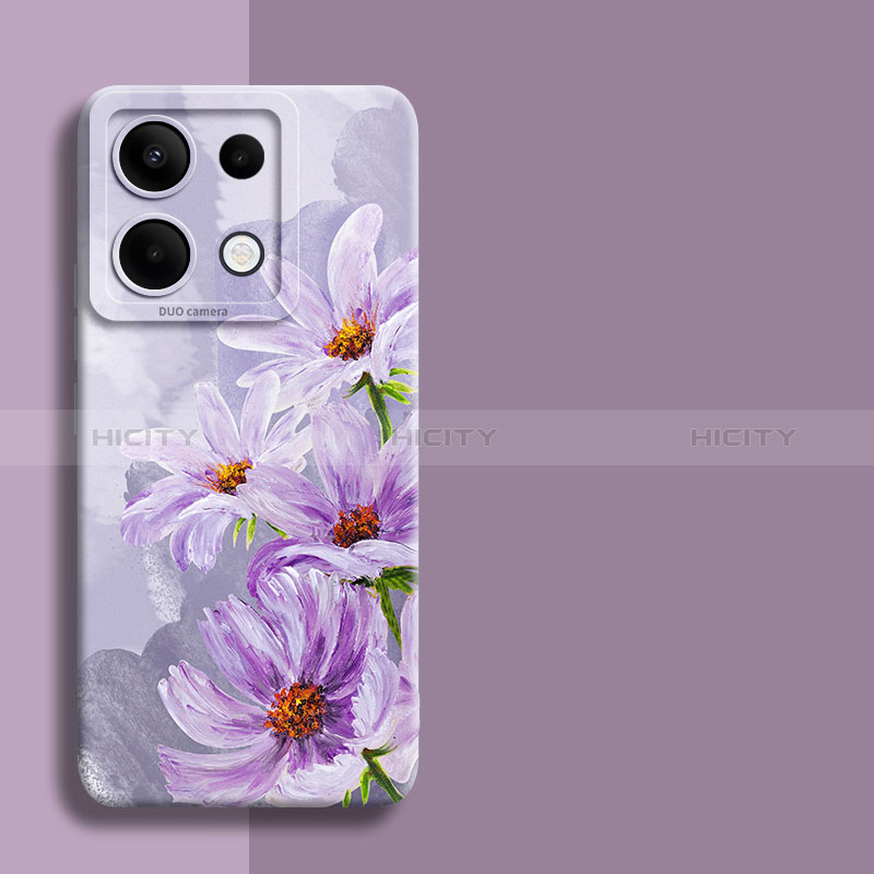 Custodia Silicone Gel Morbida Fiori Cover per Xiaomi Redmi Note 13 Pro 5G Lavanda