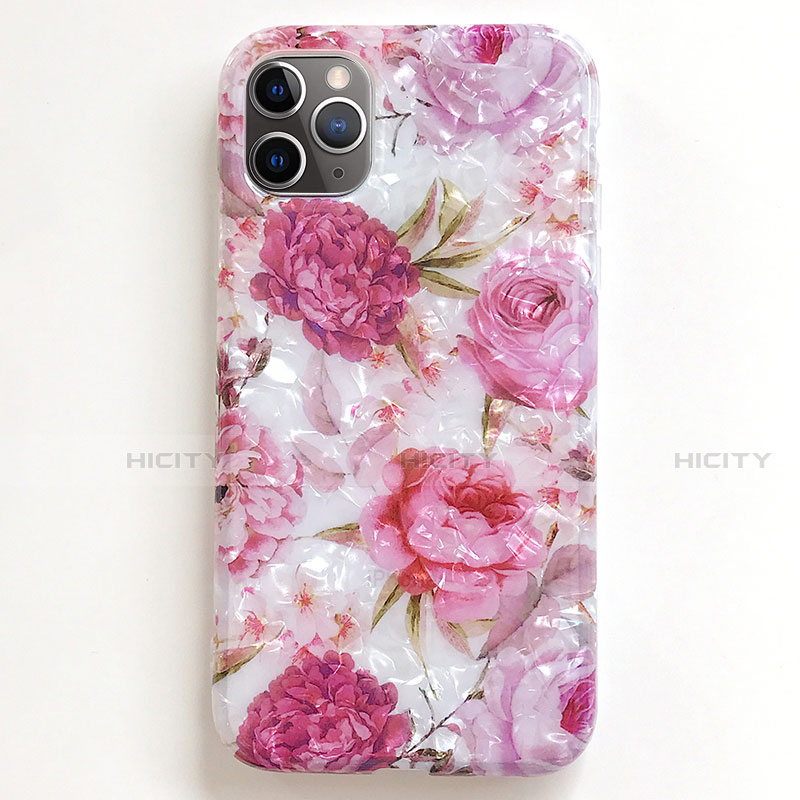 Custodia Silicone Gel Morbida Fiori Cover S01 per Apple iPhone 11 Pro Max Rosa