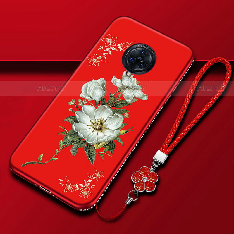 Custodia Silicone Gel Morbida Fiori Cover S01 per Vivo Nex 3S Rosso