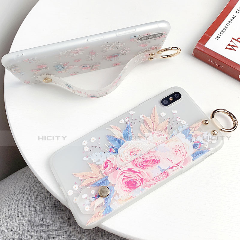 Custodia Silicone Gel Morbida Fiori Cover S02 per Apple iPhone X