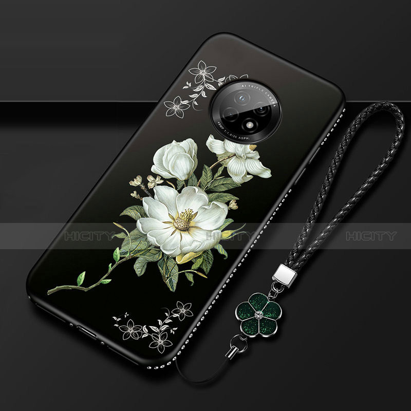 Custodia Silicone Gel Morbida Fiori Cover S02 per Huawei Enjoy 20 Plus 5G Nero