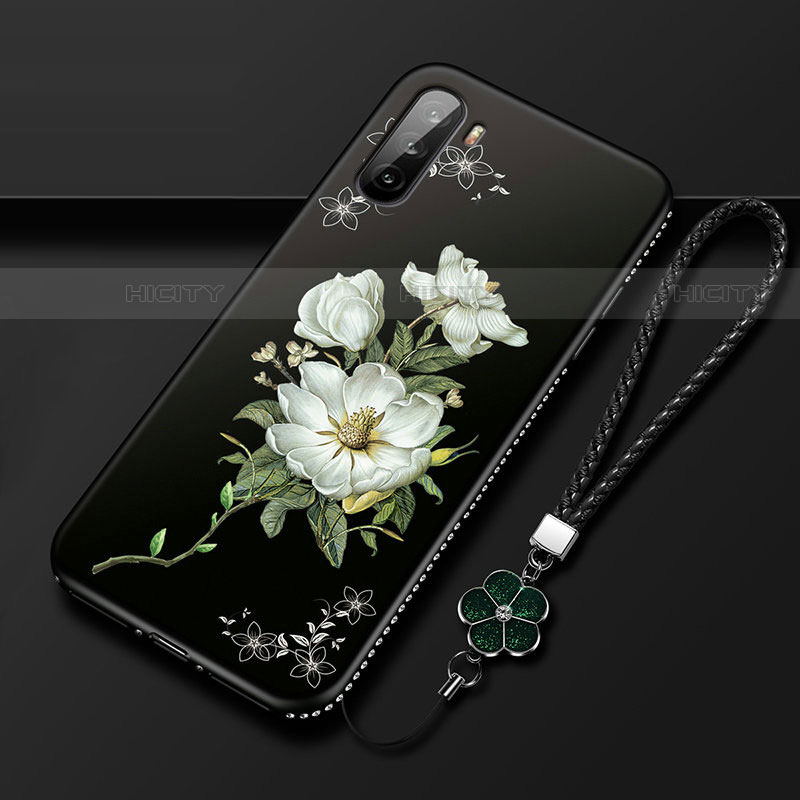 Custodia Silicone Gel Morbida Fiori Cover S02 per Huawei Mate 40 Lite 5G Nero