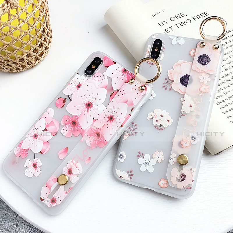 Custodia Silicone Gel Morbida Fiori Cover S03 per Apple iPhone X