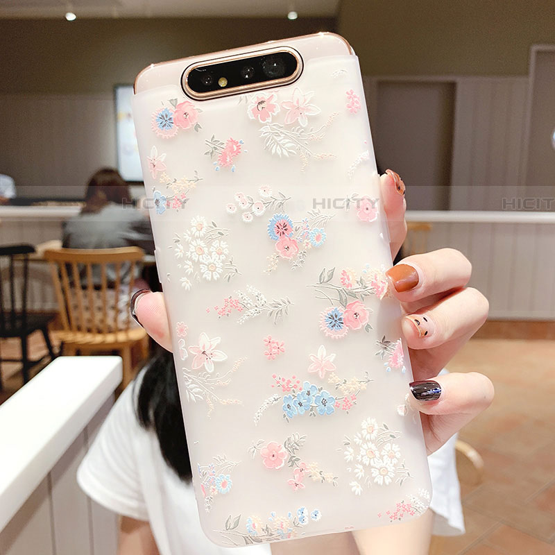 Custodia Silicone Gel Morbida Fiori Cover S03 per Samsung Galaxy A90 4G Rosa