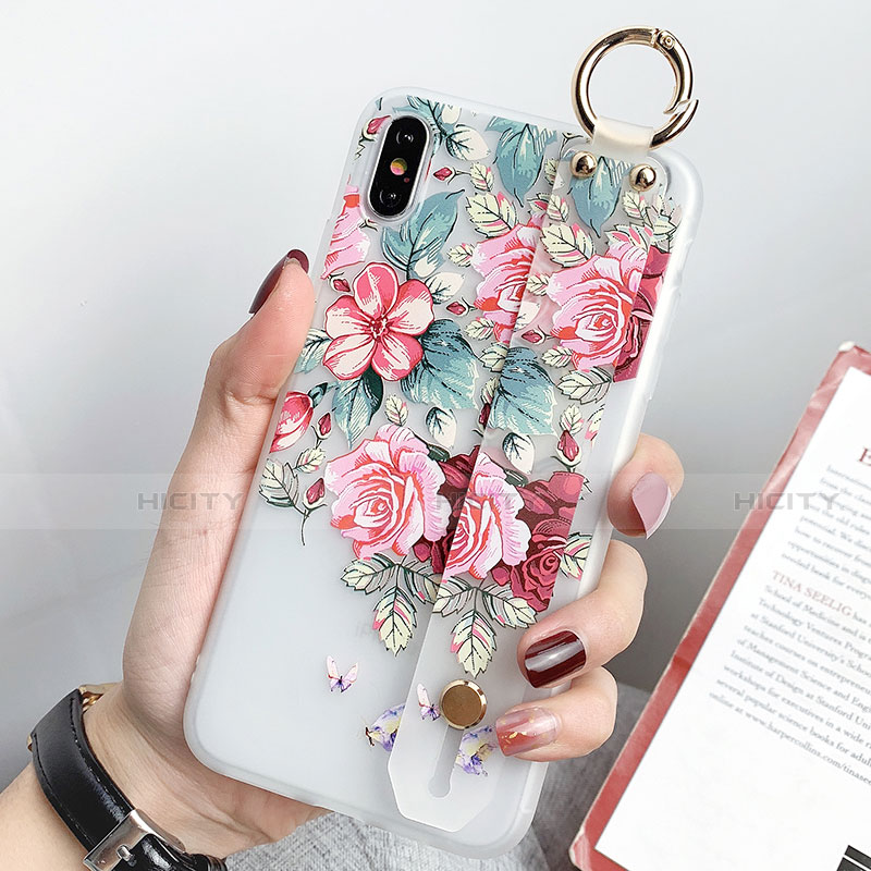 Custodia Silicone Gel Morbida Fiori Cover S04 per Apple iPhone X