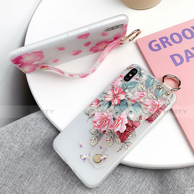 Custodia Silicone Gel Morbida Fiori Cover S04 per Apple iPhone X