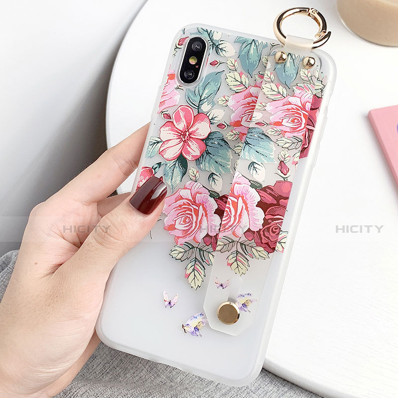 Custodia Silicone Gel Morbida Fiori Cover S04 per Apple iPhone X