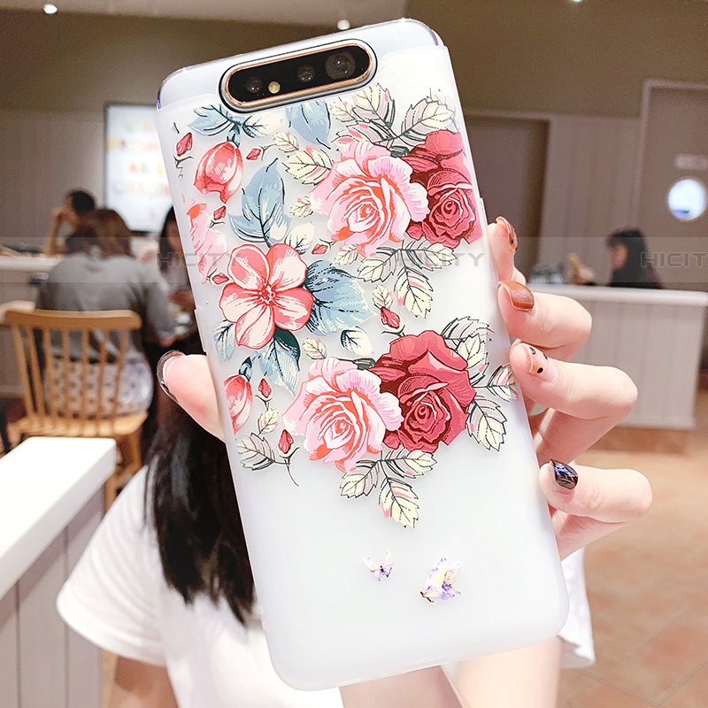 Custodia Silicone Gel Morbida Fiori Cover S05 per Samsung Galaxy A90 4G Multicolore