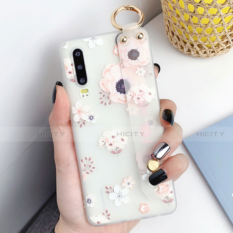 Custodia Silicone Gel Morbida Fiori Cover S07 per Huawei P30