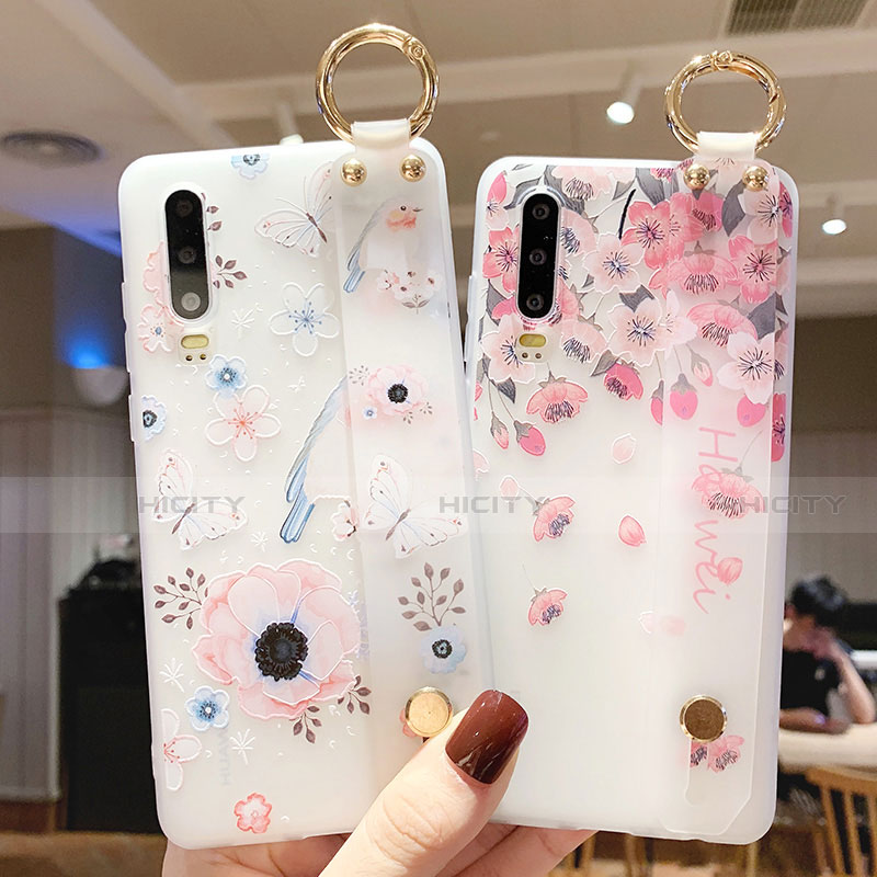 Custodia Silicone Gel Morbida Fiori Cover S10 per Huawei P30