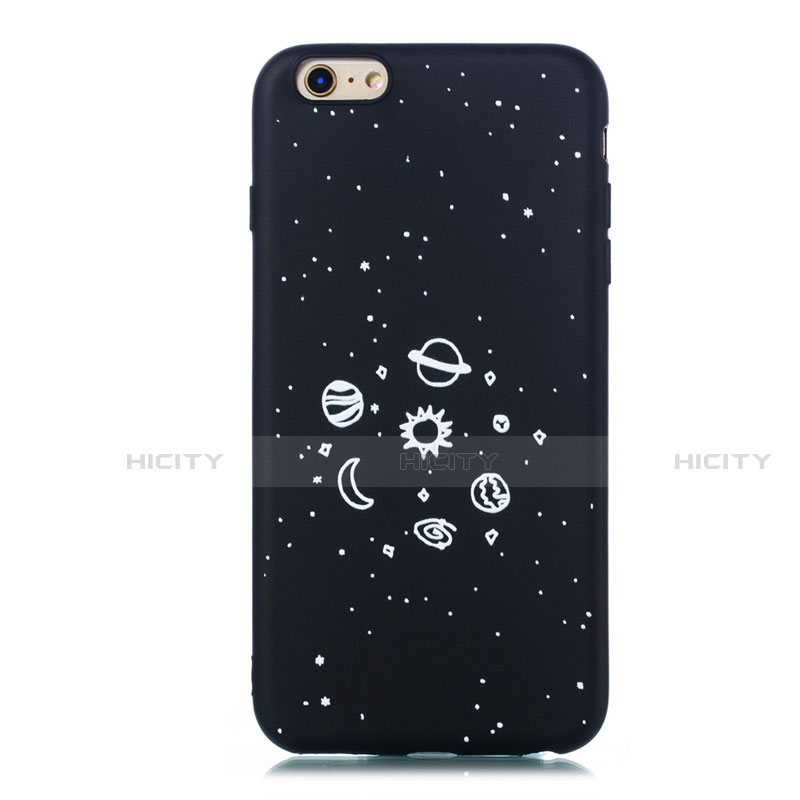 Custodia Silicone Gel Morbida Mistica Luna Stelle Cover per Apple iPhone 6 Nero