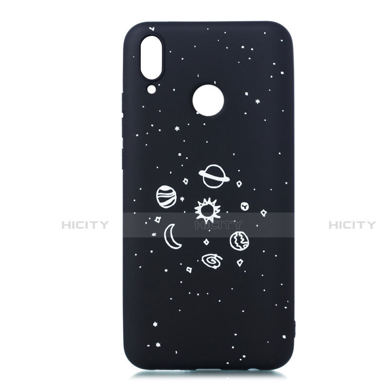 Custodia Silicone Gel Morbida Mistica Luna Stelle Cover per Huawei Enjoy 9 Plus Nero