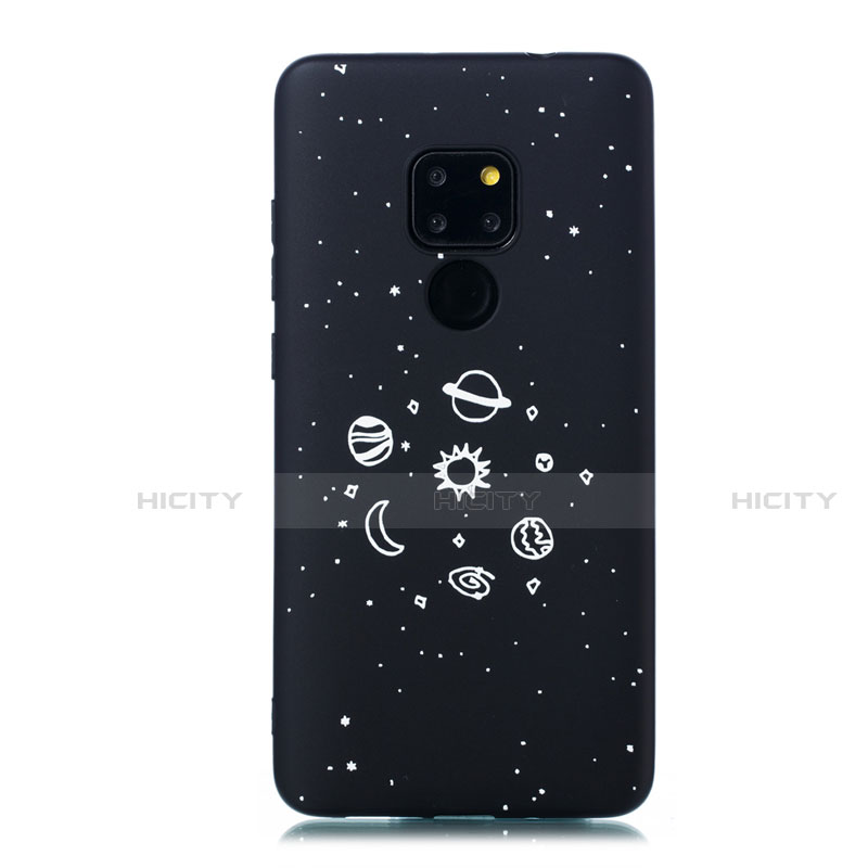 Custodia Silicone Gel Morbida Mistica Luna Stelle Cover per Huawei Mate 20 Nero