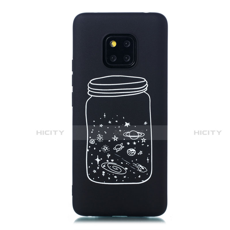 Custodia Silicone Gel Morbida Mistica Luna Stelle Cover per Huawei Mate 20 Pro Bianco