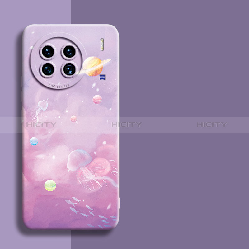 Custodia Silicone Gel Morbida Mistica Luna Stelle Cover per Vivo X90 Pro+ Plus 5G Lavanda