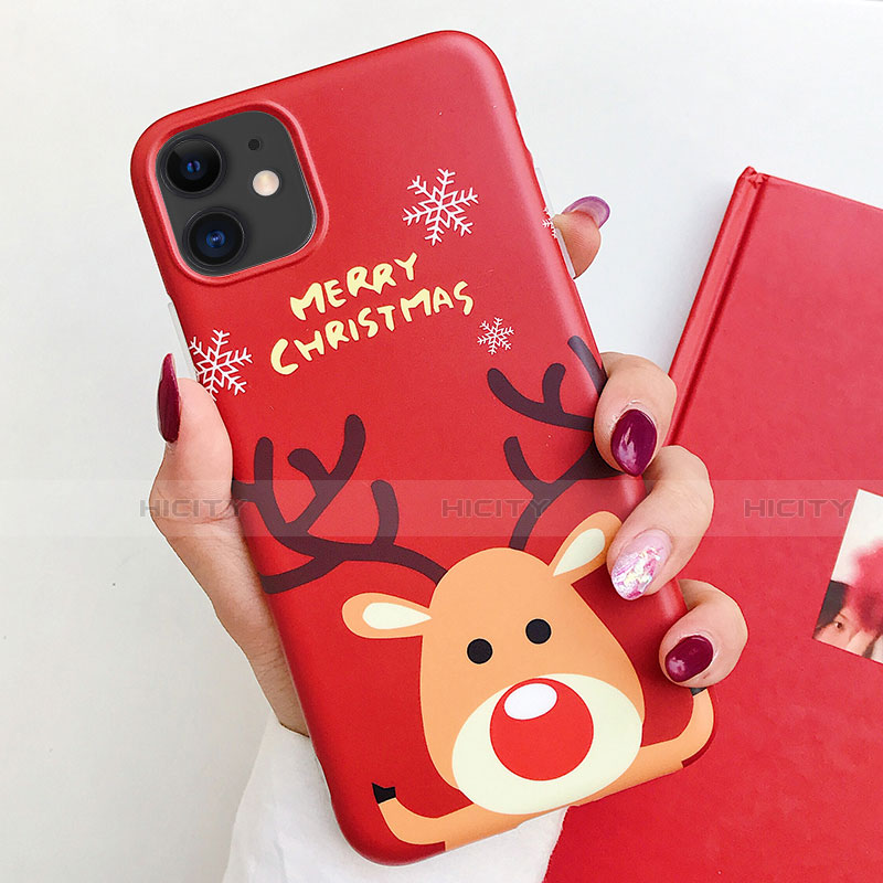 Custodia Silicone Gel Morbida Natale Cover S01 per Apple iPhone 11 Rosso