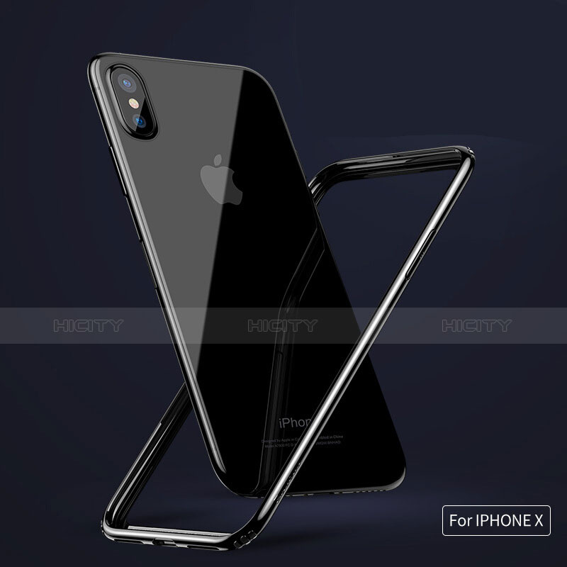 Custodia Silicone Laterale con Pellicola in Vetro Temperato Protettiva per Apple iPhone Xs Nero