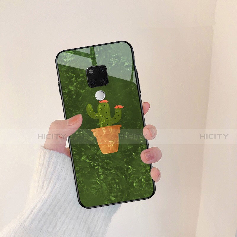 Custodia Silicone Laterale Fiori Specchio Cover per Huawei Mate 20 Verde