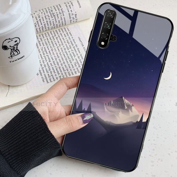 Custodia Silicone Laterale Mistica Luna Stelle Specchio Cover per Huawei Honor 20S Nero