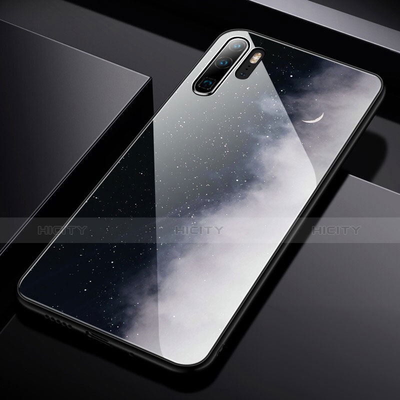 Custodia Silicone Laterale Mistica Luna Stelle Specchio Cover per Huawei P30 Pro New Edition Bianco