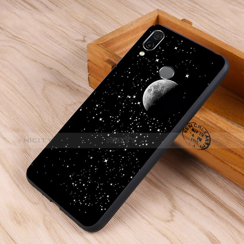 Custodia Silicone Laterale Mistica Luna Stelle Specchio Cover S02 per Huawei Honor 10 Lite Nero