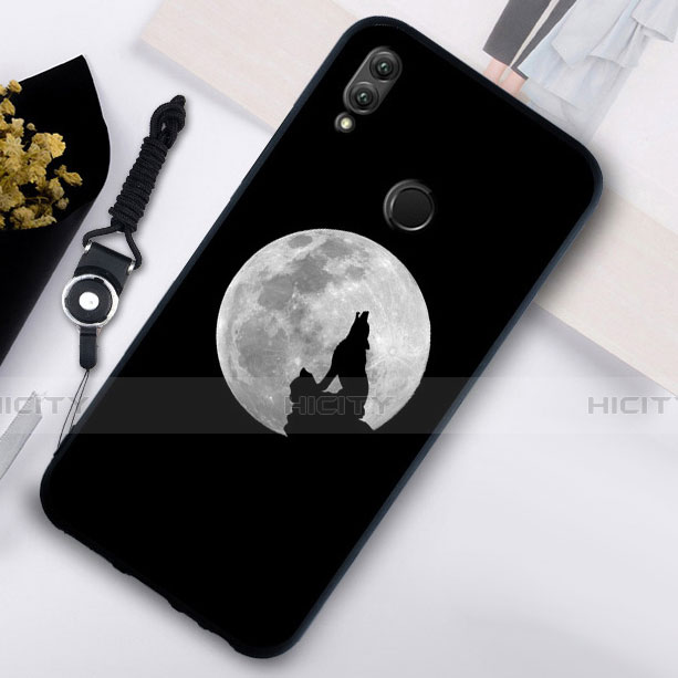 Custodia Silicone Laterale Mistica Luna Stelle Specchio Cover S04 per Huawei Honor 10 Lite Nero