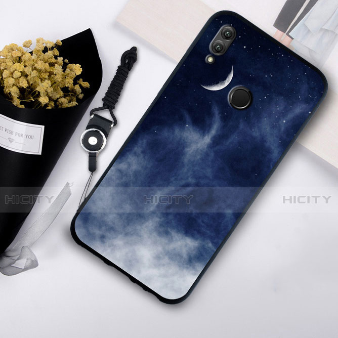 Custodia Silicone Laterale Mistica Luna Stelle Specchio Cover S07 per Huawei Honor 10 Lite Nero