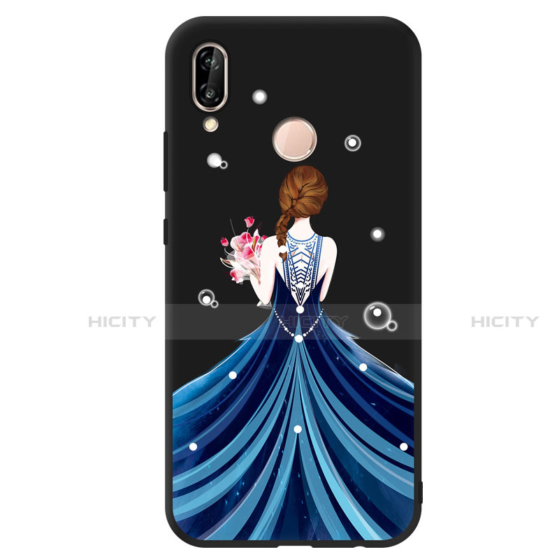 Custodia Silicone Morbida Abito Ragazza Cover per Huawei Nova 3e Blu