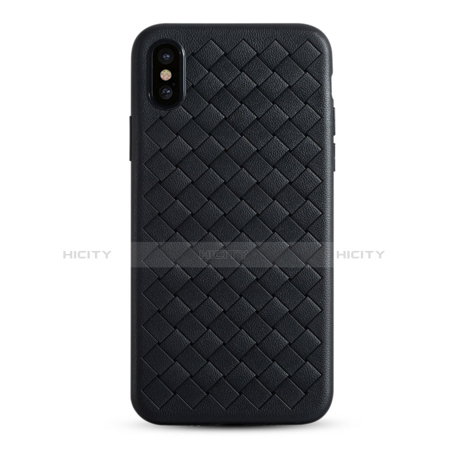 Custodia Silicone Morbida In Pelle C01 per Apple iPhone Xs Nero