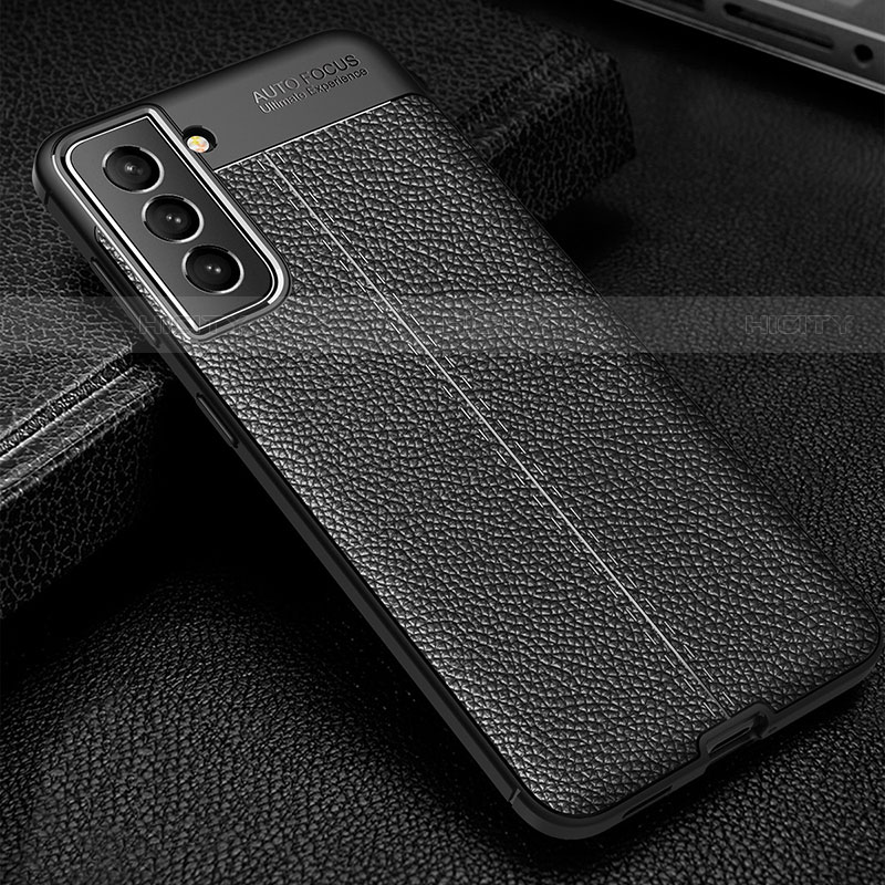 Custodia Silicone Morbida In Pelle Cover A01 per Samsung Galaxy S21 Plus 5G Nero