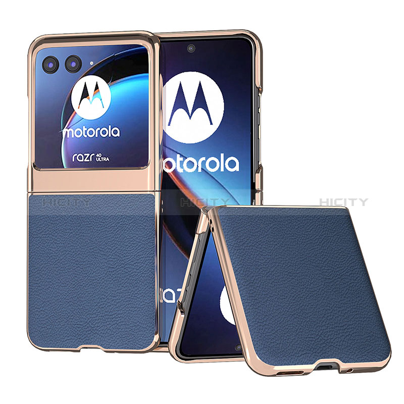 Custodia Silicone Morbida In Pelle Cover B07H per Motorola Moto Razr 40 Ultra 5G Blu